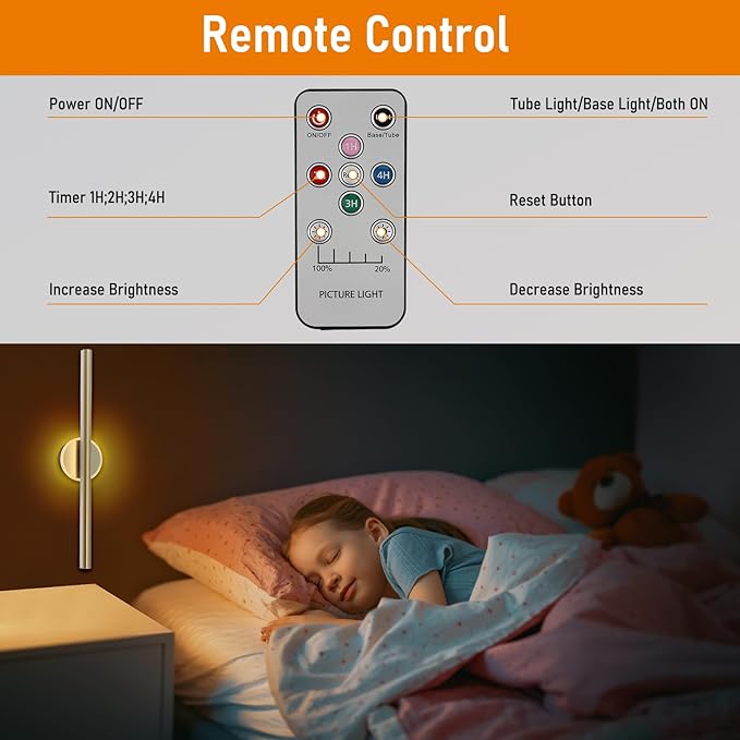 Picture Light, 16inches Picture Frame Light,5000mAh Battery Operated Picture Light with Remote,Rechargeable Picture Lights for Wall Painting,Gallery,Artwork,Portrait Gold