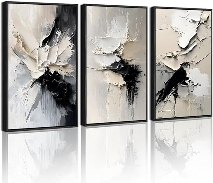 KUVIOKE Navy Blue Abstract Framed Wall Art Minimalist Graffiti Pastel Wall Decor Modern Neutral Color Block Illustration Painting Brush Stroke Art Home Decor 11x14in (Black Framed)