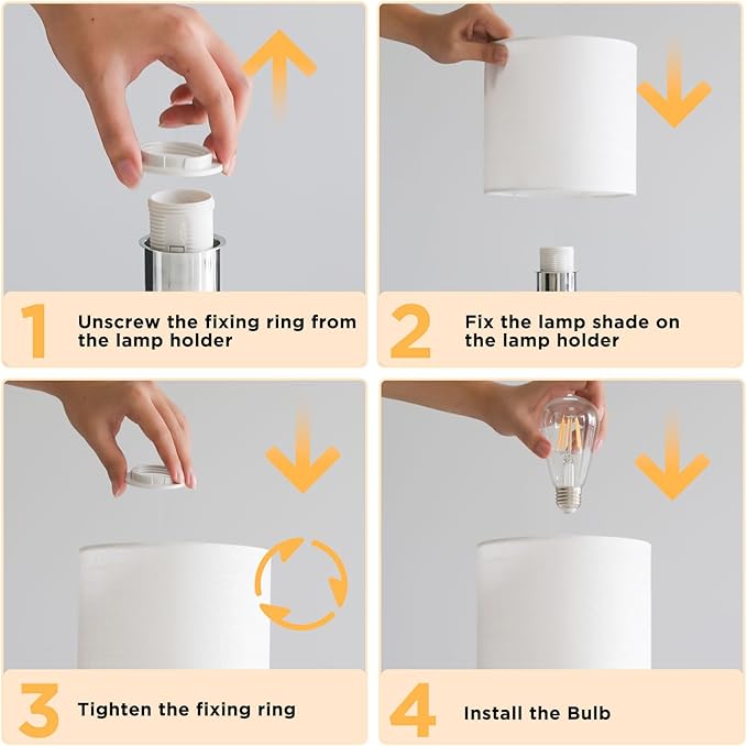 KUNJOULAM Rattan Table Lamp, Small Nightstand Lamp with Linen Fabric Lampshade, Desk Lamp Bedside Lamp for Living Room Home Office, Without Buld