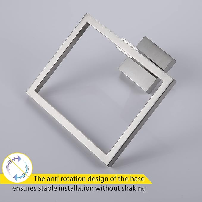 KOKOSIRI Bath Towel Ring 2PC Towel Hanger Bathroom Towel Holder Towel Rack Wall Mounted Stainless Steel 2 Pack, Brushed Steel, B3004BR-P2