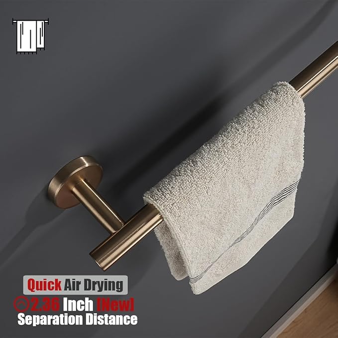 JQK Champagne Bronze Bath Towel Bar, 39 Inch 304 Stainless Steel Thicken 1mm Towel Rack Bathroom, Towel Holder Wall Mount, Useable Length 36 Inch, TB110L36-CB