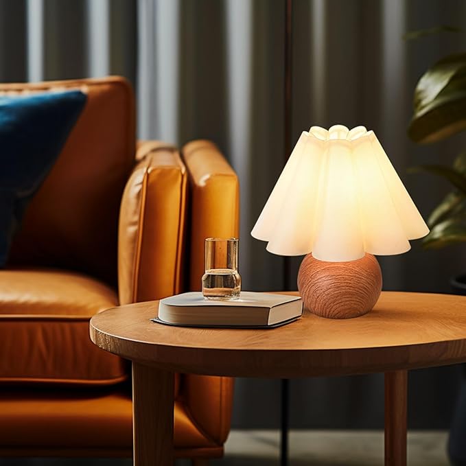 KUNJOULAM Cute Small Table Lamp, Modern Bedside Nightstand Lamp with Beige Lampshade, Metal Base for Bedroom Home Office Decor (Without Buld