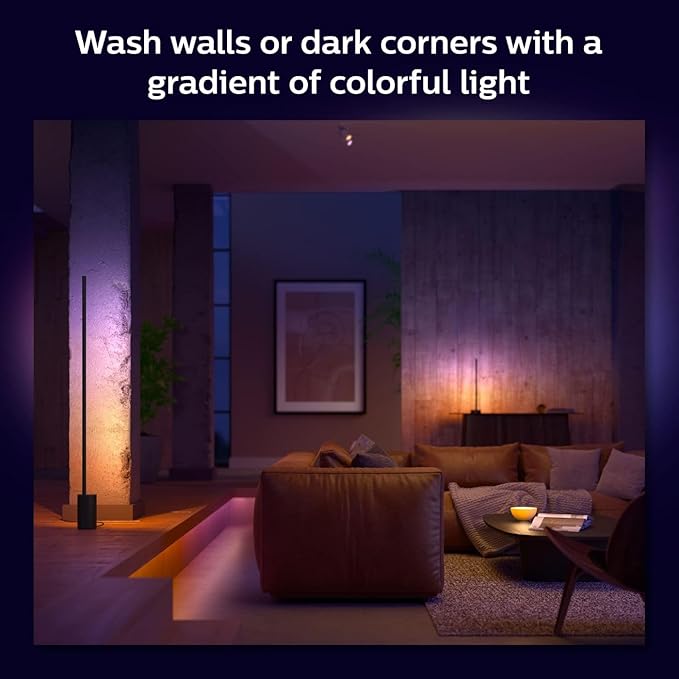 Philips Hue Signe Smart Floor Lamp, Black - White and Color Ambiance LED Color-Changing Light - 2 Pack - Control with Hue App - Compatible with Alexa, Google Assistant, and Apple Homekit