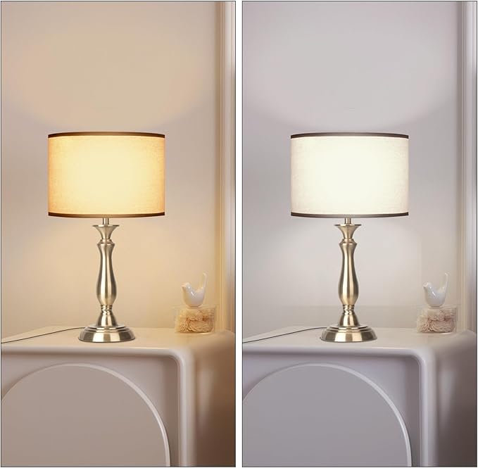 22.2“ Vintage Desk Lamp for Living Room, Mid Century Table Lamp for Bedroom, Bedside Lamps for Night Stands,Reading Lamp for Bedroom Office Room,Beige Lampshade (Bronze)