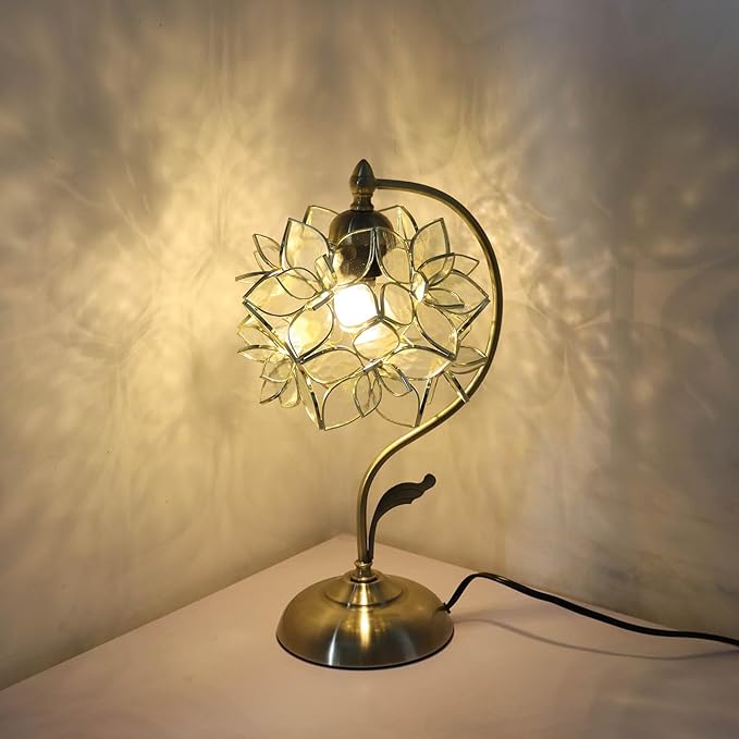 Bieye S10908 Tiffany Style Stained Glass Flower Petal Lampshade (Textured Clear, 8" Rose Lily)