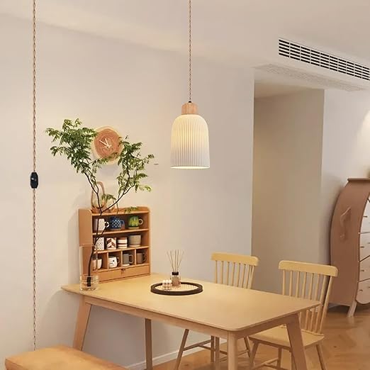 Arturesthome 9.8FT- Pendant Light Cord Kit with Dimmable Switch Vintage Lamp Twisted Nylon Cord E26 E27 Lights Socket for Farmhouse Lamp Cable DIY