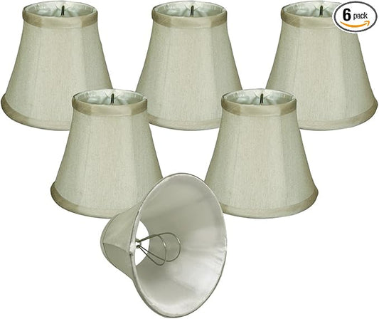 Royal Designs, Inc. CSO-1026-5GR-6 Clip-on Soft Bell Chandelier Lamp Shade with Flame Clip Fitter, 3 x 5 x 4.5, Gray, 6-Pack