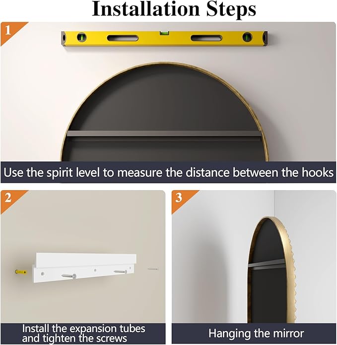 Arched Mirror for Wall, 24"x36" Gold Arch Bathroom Vanity Mirror, Metal Floral Frame Decorative Arch Wall Mirror, Antique Gold Arched Mirror for Washroom, Bedroom, Entryway, Living Room