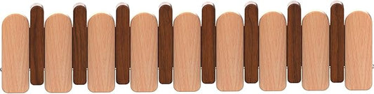 Wall Mounted Piano Key Hanger | Flip Style Hook | Entrance Wall Art Hook, Made of Oak Wood (3 Times Painted, 4 Times Polished) (Arc Walnut-Beech, 8Hooks)