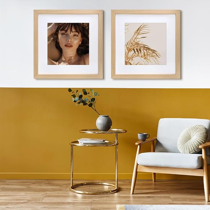 VNVNK 17x17 Frame Natural Wood Color, Perfect for 17x17 Inch Picture without Mat or 13x13 Inch Picture with Mat, Home Wall Decor Picture Frame-1 PCS