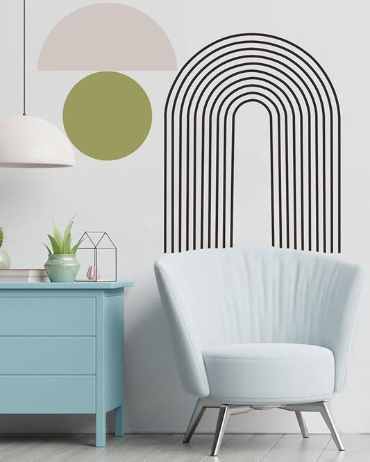 Arch Abstract Wall Art - Rainbow Wall Sticker, Modern Peel & Stick Decals for Bedroom, Living Room, Office