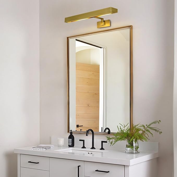 Picture Light, 24" Brass Picture Lights for Wall, Gold Art Lights Hardwired, Dimmable Gallery Light, 3000K Vanity Lights, Picture Frame Light for Bathroom Wall Sconces Artwork Poster Display