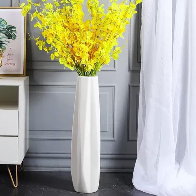 Ceramic Large Floor Vase, GDSZJLJ White 28" Tall Flower Vase Decorative Vases for Living Room Modern Home Decor Office Bedroom Kitchen Wedding House Décor, Gift for Wedding Housewarming