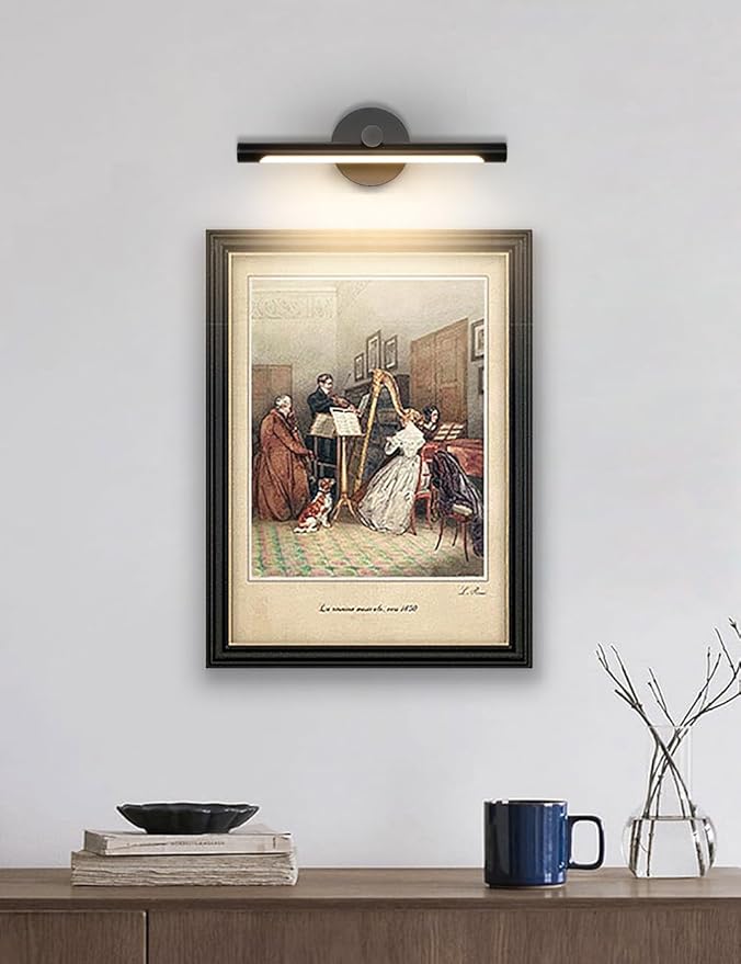 JUSHENG Black Picture Light Hard-Wired 16.34'' Inch, Modern Dimmable LED Picture Lights for Paintings Full Metal Gallery Light Wall Art Light 7W 3000K 110V AC