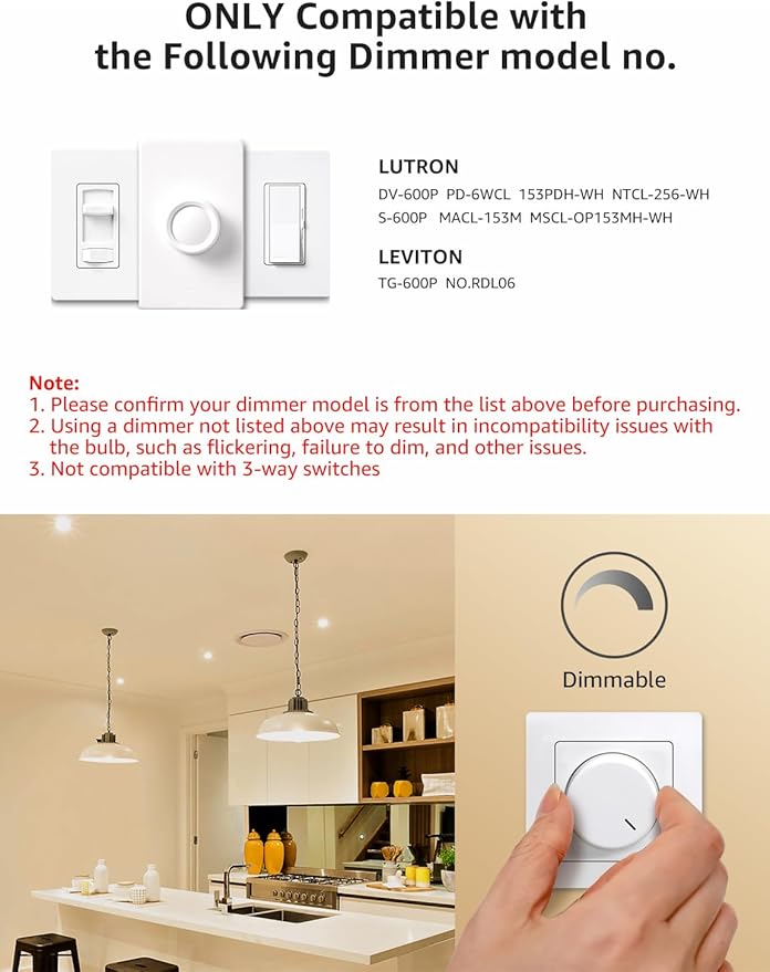 Lepro Dimmable LED Light Bulbs 100 Watt Equivalent, 14W 1500LM Soft Warm White 2700K, A19 E26 Standard Medium Base, UL FCC Listed, 15000 Hour Lifetime, 6 Packs