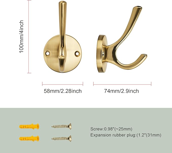 TUNNY 5 Pack Round Coat Towel Hooks - Champagne Bronze Coat Hooks for Hanging Coats Towel Hooks for Bathroom Wall Mounted Zinc Alloy Bath Towel Hooks Robe Clothes Hook Holder Heavy Duty Wall Hooks