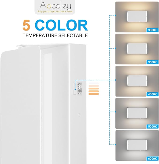 Indoor Modern Led Aluminum Wall Sconces,18W 5CCT 3000K-6000K Dimmable Hardwired Wall Light with Rotatable Lampshade,Contemporary Wall Lamp for Bedroom Living Room Hallway Stairway(White,2Pack)