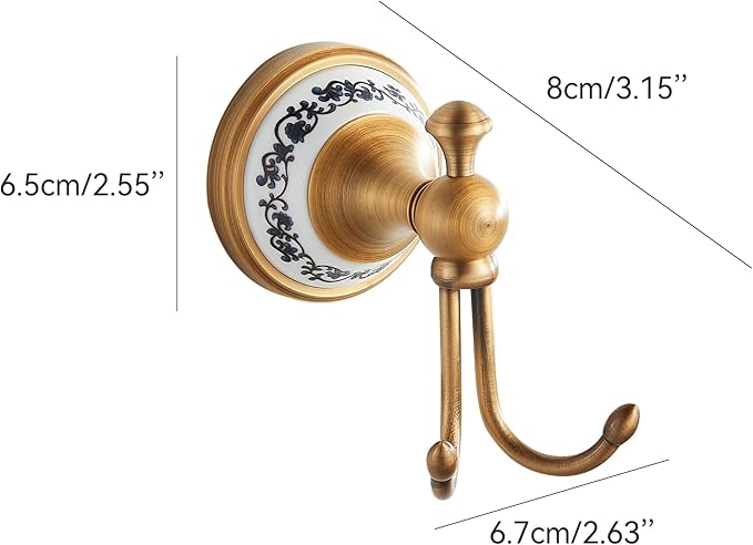 Antique Bronze Brass Bath Towel Hooks, Wall Mounted Bathroom Hardware Accessories,Porcelain Design