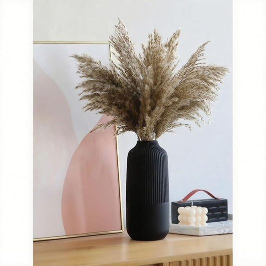 Black Ceramic Vase, Flower Vase in Nordic Style, Black Vases for Pampas Grass, Large Boho Decor Matt 10 Inch,Vases Home Decor for Centerpieces Table Entryway Shelf