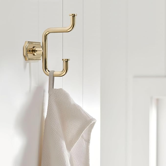 SAILING 2 Pack Coat Hooks Champagne Gold Towel Hooks Robe Hooks Decorative Wall Hooks for Bathroom Bedroom Kitchen Towel Robe Clothes Cabinet Closet Bathroom Hardware