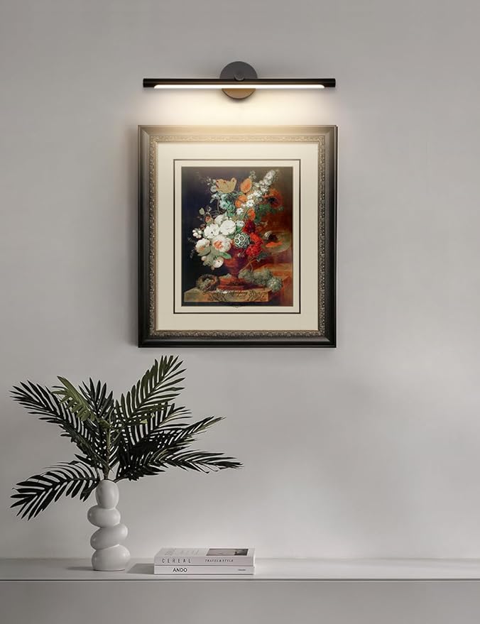 JUSHENG Black Picture Lights for Paintings Dimmable Gallery Light Hardwired LED Wall Art Lighting Display Artwork Lamps 24.21'' Inch 12W 3000K Warm White