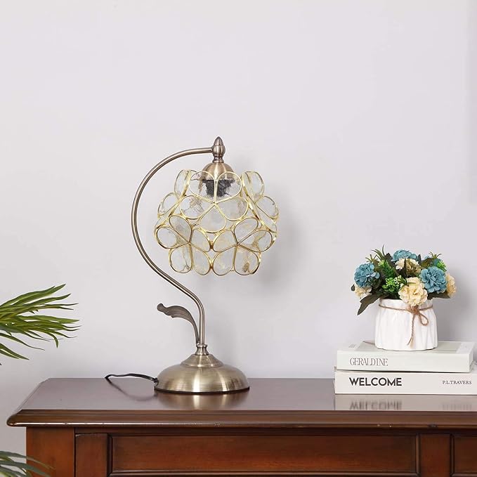 Bieye S10734 Tiffany Style Stained Glass Flower Petal Lampshade (Textured Clear, 8" Cherry Blossom)