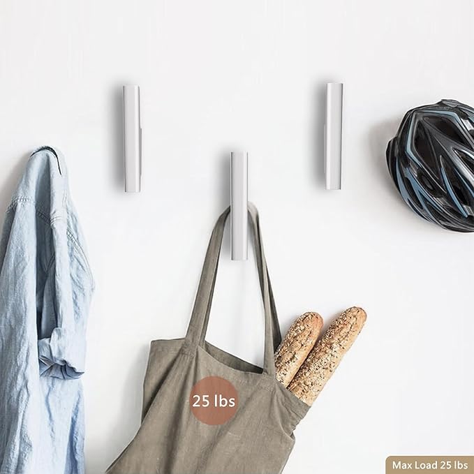 Wooden Wall Hooks 4 Pack Coat Hooks Mounted White Wooden Hooks for Wall Hanging Hat, Towel, Bag, Backpack, Decorative Wood Heavy Duty Hook for Entryway and Bathroom (White)