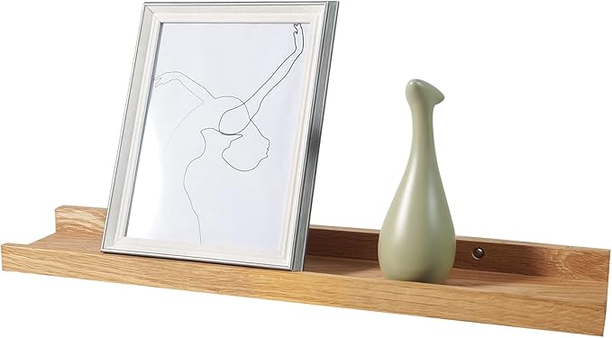20 Inch Floating Shelves Wall Mounted, Rustic Wall Shelves for Decor and Storage, Natural Solid Oak Wood Shelf, Picture Ledge for Bedroom/Bathroom/Living Room/Kitchen, Natural Color, 20*4*1.5 (1 Pack)