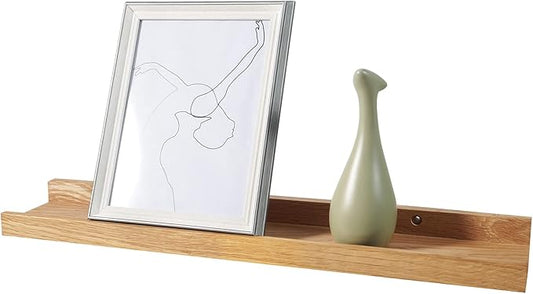 20 Inch Floating Shelves Wall Mounted, Rustic Wall Shelves for Decor and Storage, Natural Solid Oak Wood Shelf, Picture Ledge for Bedroom/Bathroom/Living Room/Kitchen, Natural Color, 20*4*1.5 (1 Pack)