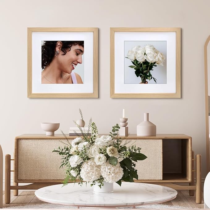 VNVNK 24x24 Frame Natural Wood Color, Perfect for 24x24 Inch Picture without Mat or 20x20 Inch Picture with Mat, Home Wall Decor Picture Frame-1 PCS