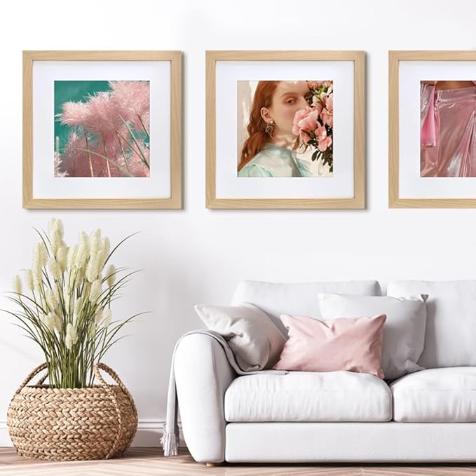 VNVNK 24x24 Frame Natural Wood Color, Perfect for 24x24 Inch Picture without Mat or 20x20 Inch Picture with Mat, Home Wall Decor Picture Frame-1 PCS