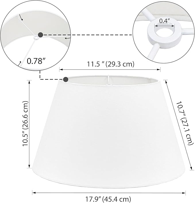 Large Empire Lamp Shade 11.5"Top x 17.9" Botton x 10.5"Height Round Lampshade Linen Lampshade Drum Lamp Shades Barrel Lamp Shades for Table Lamp(1, Round-11.5"Top x 17.9"Botton x 10.5"Height)