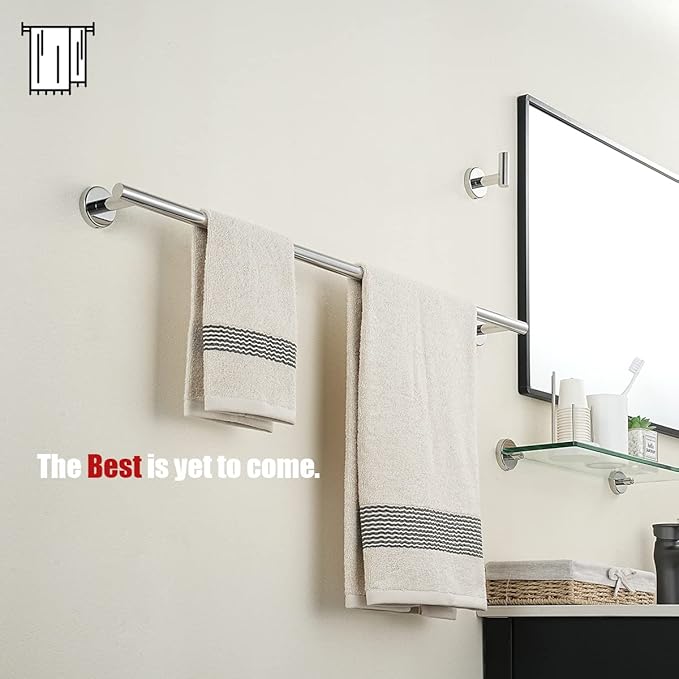 JQK Chrome Bath Towel Bar, 30 Inch 304 Stainless Steel Thicken 0.8mm Towel Rack Bathroom, Towel Holder Polished Finished Wall Mount, Useable Length 27 Inch, TB110L27-CH