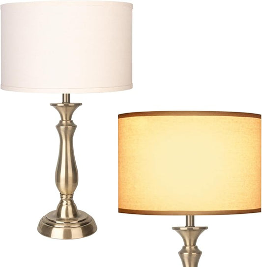 22.2“ Vintage Desk Lamp for Living Room, Mid Century Table Lamp for Bedroom, Bedside Lamps for Night Stands,Reading Lamp for Bedroom Office Room,Beige Lampshade (Bronze)