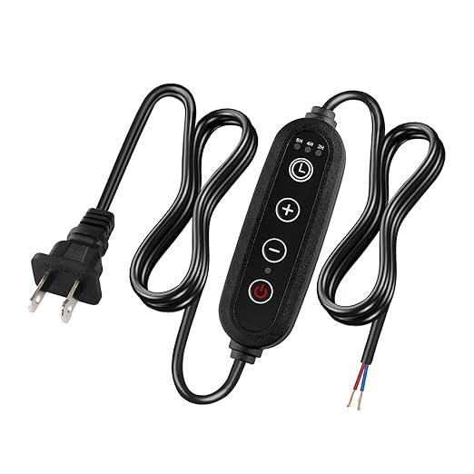 Lamp Dimmer Switch with Cord, Plug-in Dimmer 110-120V Indoor Timer Power Cable with Four Button,Set 2H/4H/8H Automatic Light Switch Timer, 1 Pack