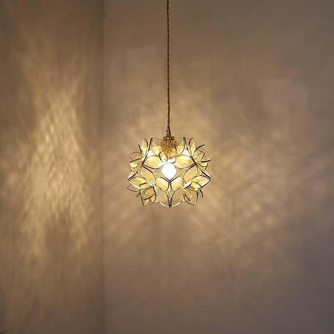 Bieye S10908 Tiffany Style Stained Glass Flower Petal Lampshade (Textured Clear, 8" Rose Lily)