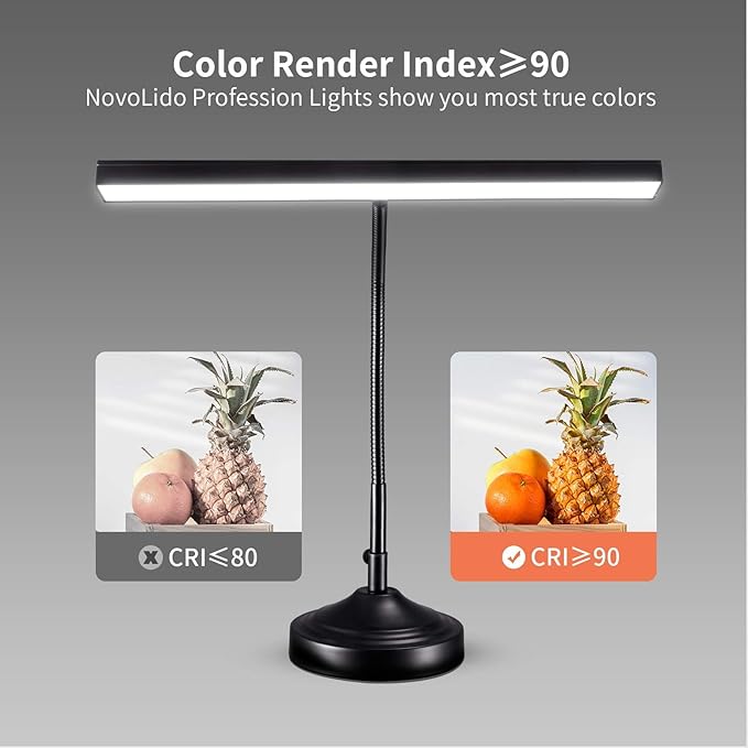 Piano Desk Lamp, 2-in-1 LED Piano Light with Base & Clamp for Upright Digital Grand Piano, 10W Flexible Gooseneck Table Lamp with 3 Color Modes×10 Brightness for Home Office Bedroom, Black