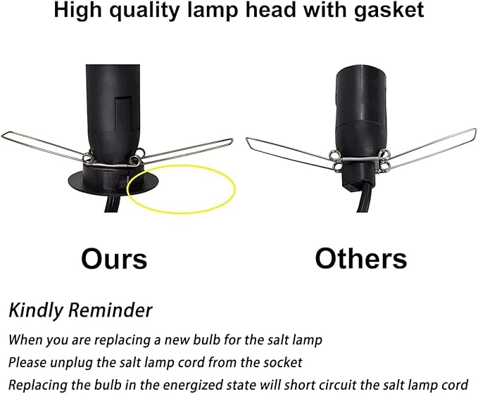 1 Pack Salt Lamp Cord Replacement with Dimmer Switch 5 feet Lamp Cord and 6-Pack Halogen Salt Lamp Bulbs(15 Watts)