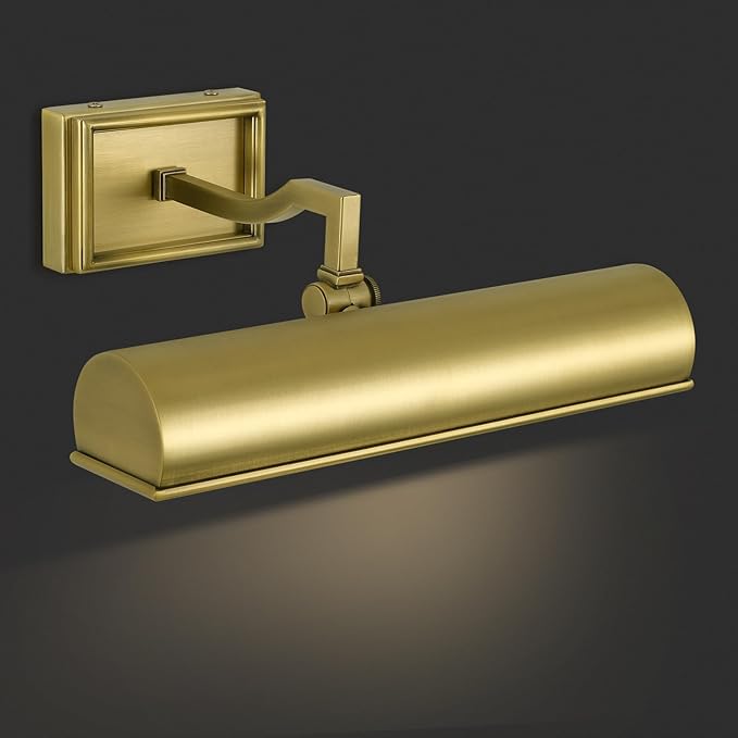 Picture Light 12" Brass Picture Lights for Wall 2-Light Gold Picture Frame Light Dimmable Art Gallery Light Accent Lighting Bathroom Wall Sconce for Artwork Poster Portrait Library Display