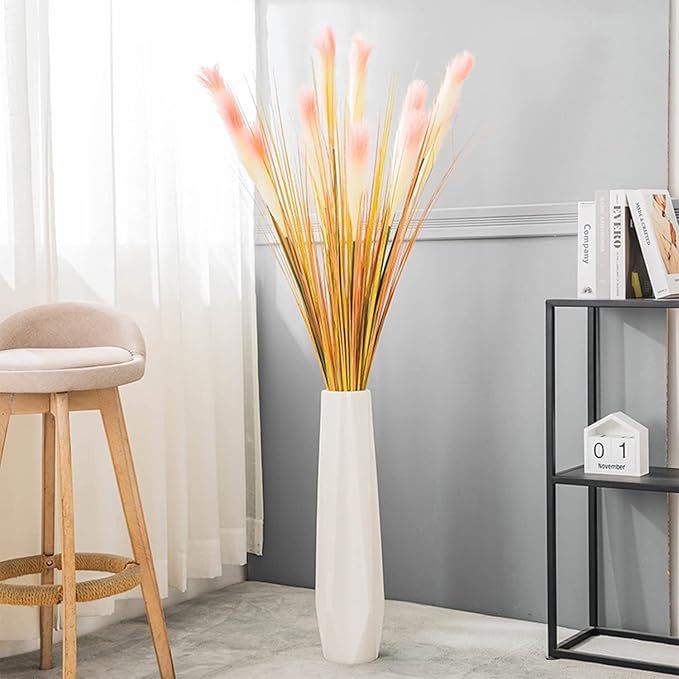 Ceramic Large Floor Vase, GDSZJLJ White 17.7" Tall Flower Vase Decorative Vases for Living Room Modern Home Decor Office Bedroom Kitchen Wedding House Décor, Gift for Wedding Housewarming