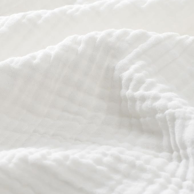 Carriediosa 100% Cotton Muslin Throw Blanket 50" X 70" Throw XL Size，4-Layers Summer Gauze Throws for Bed Couch，Soft Lightweight Breathable Linen Blankets Bedspread for Adults All Season，White