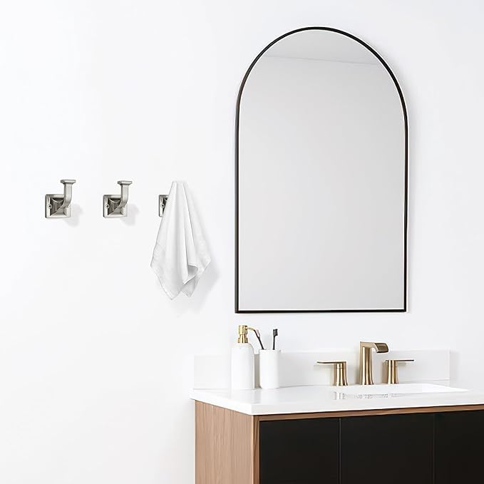 SAILING 5 Pack Coat Hooks - Brushed Nickel Robe Hooks Decorative Wall Hooks for Bathroom Bedroom Kitchen Towel Robe Clothes Cabinet Closet Bathroom Hardware