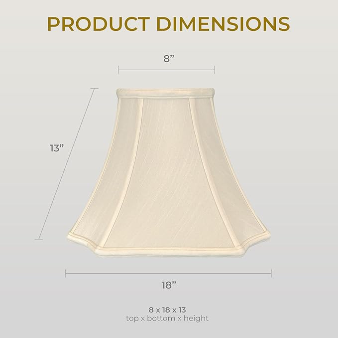 Royal Designs Square Inverted Cut Corner Basic Lamp Shade, Beige, 8 x 18 x 13