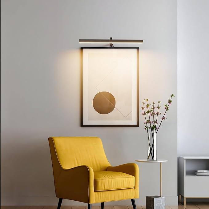 Plug in Picture Lights for Wall, 16 inch Dimmable LED Art Light with Remote, 3 Colour Temperature Gallery Painting Wall Light for Picture Display Dartboard Art Work (Black)