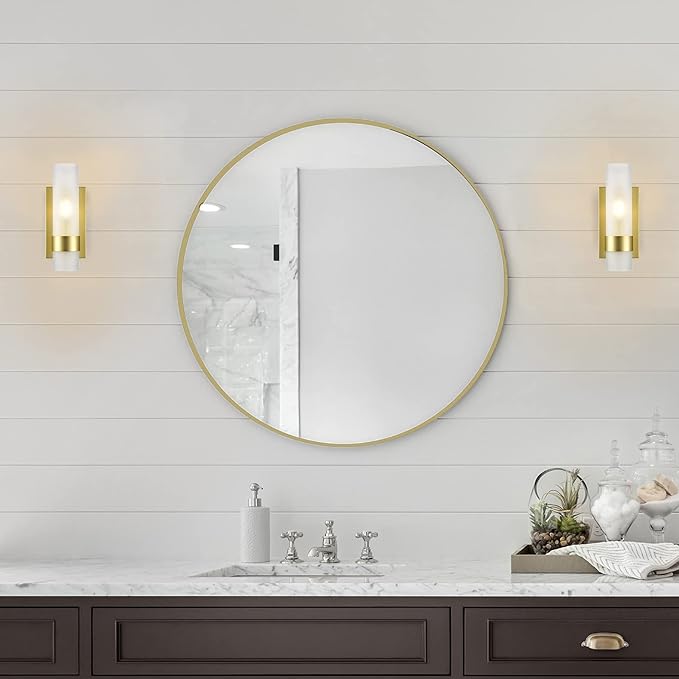 Linea di Liara Teramo Farmhouse Gold Wall Sconce Wall Lighting Modern Bathroom Wall Sconces Wall Lights for Hallway and Bedroom Wall Sconce Lighting Fixture - Frosted Glass Shade