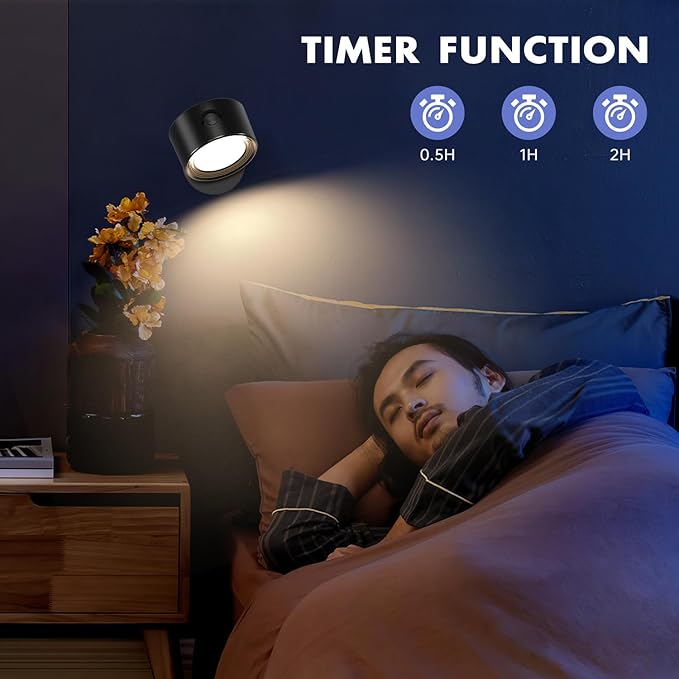 RGB Ambience Wall Sconces Lamp, 2Pcs LED Wall Mounted Lights with 3000mAh Rechargeable Battery, 3 Color Temperatures & Dimmable Magnetic 360° Rotation with Remote, Wall Light for Reading Bedside