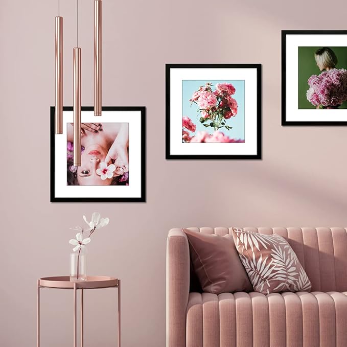 VNVNK 17x17 Frame Black, Perfect for 17x17 Inch Picture without Mat or 13x13 Inch Picture with Mat, Home Wall Decor Picture Frame-1 PCS