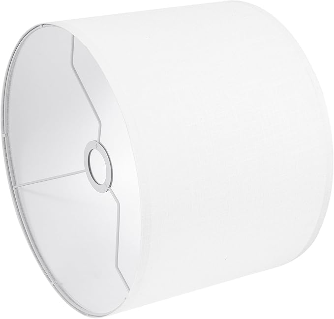 White Lamp Shade, Large Drum Lampshade 13" Top x 13" Bottom x 11" High (Spider), Replacement Lamp Shade Natural Linen Hand Crafted for Table Lamps Floor Lamps Chandelier Lamp, Easy Assembly Required