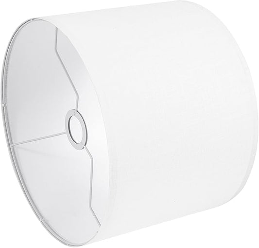 White Lamp Shade, Large Drum Lampshade 13" Top x 13" Bottom x 11" High (Spider), Replacement Lamp Shade Natural Linen Hand Crafted for Table Lamps Floor Lamps Chandelier Lamp, Easy Assembly Required