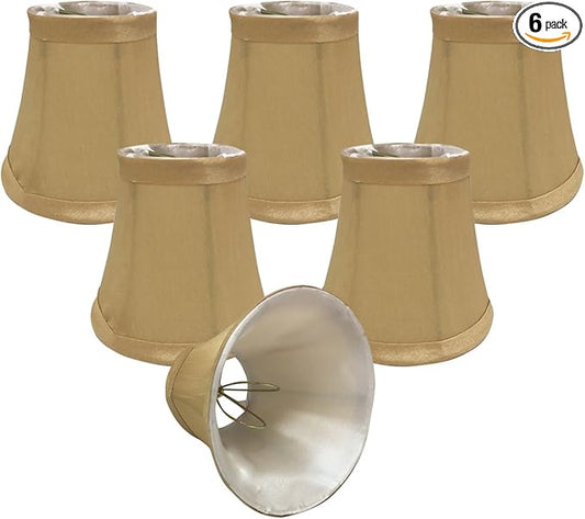 Royal Designs, Inc. CSO-1025-5AGL-6 Clip-on Soft Bell Chandelier Lamp Shade with Flame Clip Fitter, 3 x 5 x 4.5, Antique Gold, 6-Pack